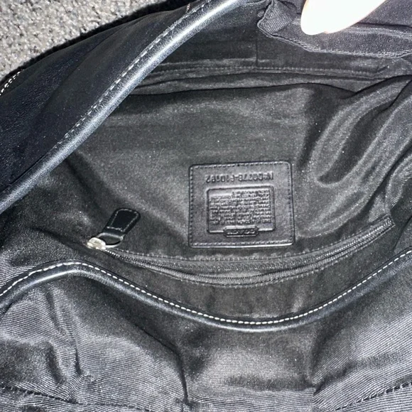 Authentic Coach - Black Leather Handbag with Silver Buckle - Picture 12 of 14